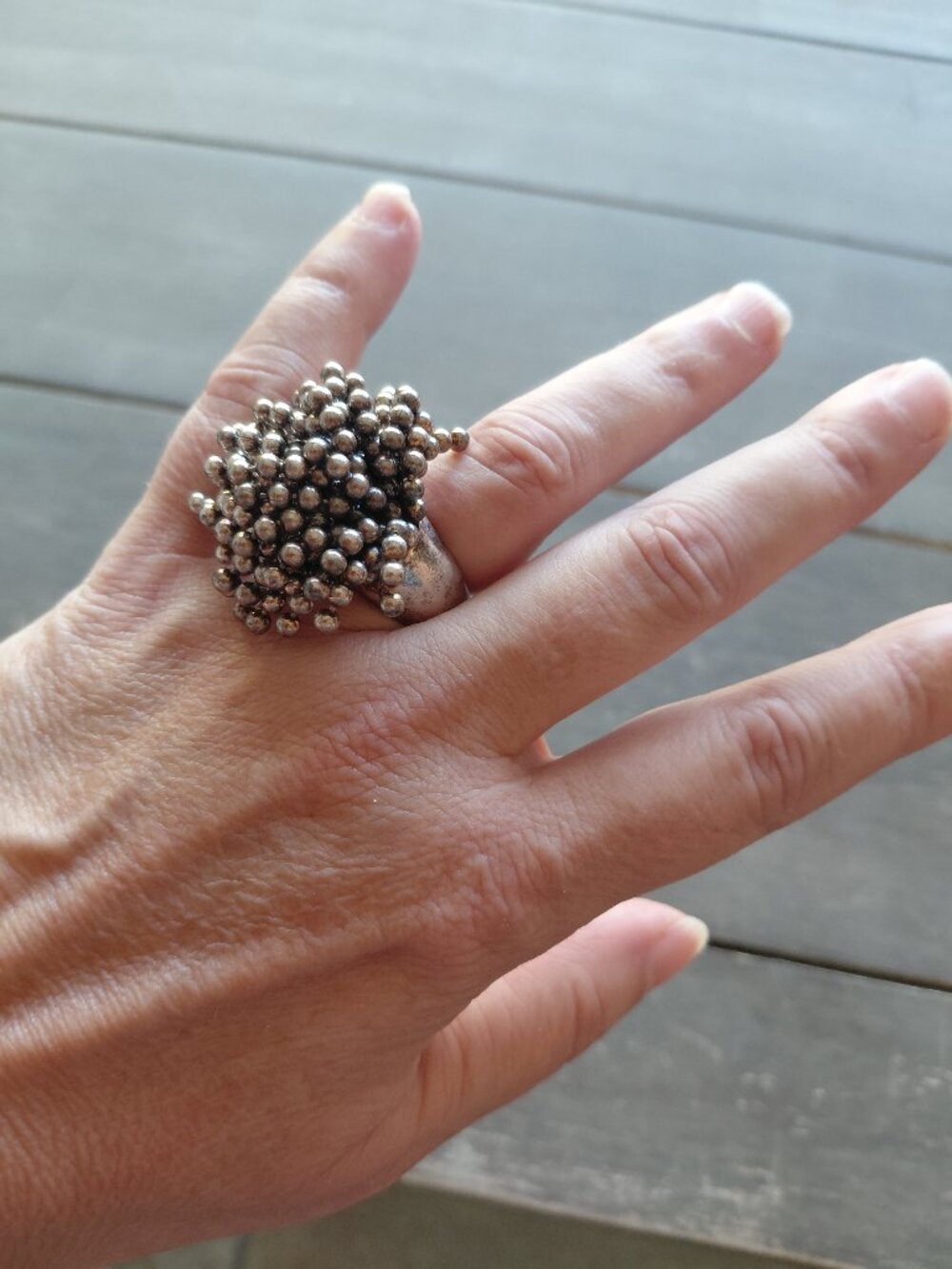 Sterling silver fireworks cocktail ring.